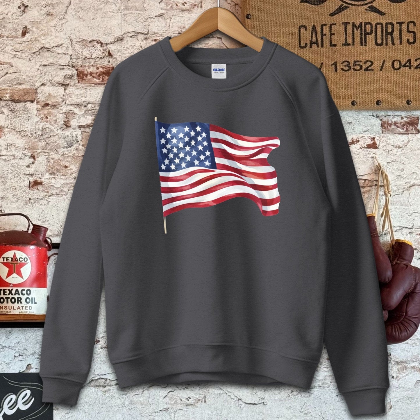 Sweatshirt / S / Dark Heather American Flag Shirt