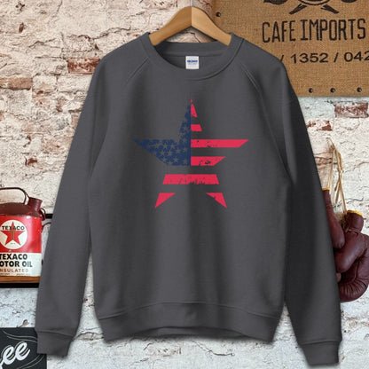 Sweatshirt / S / Dark Heather Patriotic American Flag Star Shirt