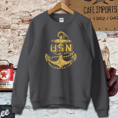 Sweatshirt / S / Dark Heather USN Anchor Shirt