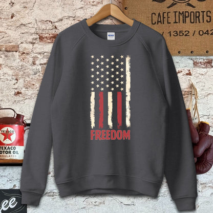 Sweatshirt / S / Dark Heather Vintage Distressed American Flag Freedom Shirt