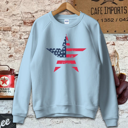 Sweatshirt / S / Light Blue Patriotic American Flag Star Shirt