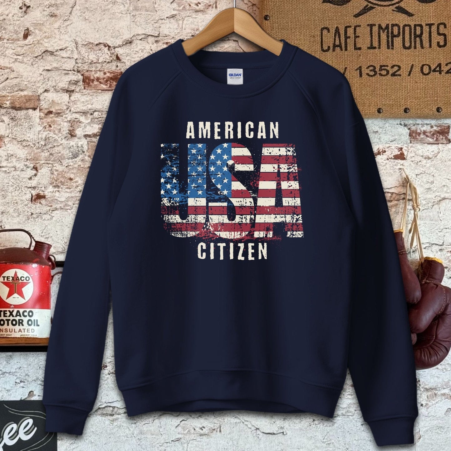 Sweatshirt / S / Navy American USA Citizen Shirt