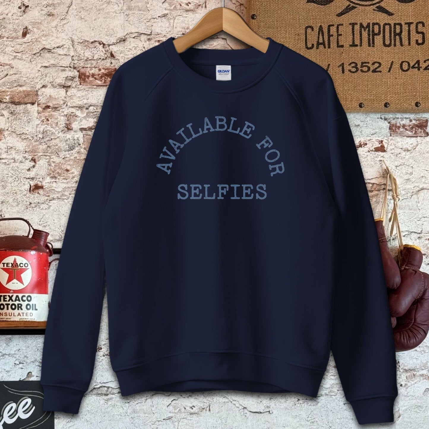 Sweatshirt / S / Navy Available for Selfies T-Shirt