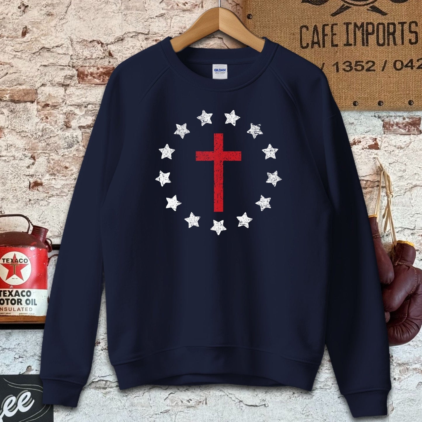 Sweatshirt / S / Navy Cross Surrounded by Stars Shirt