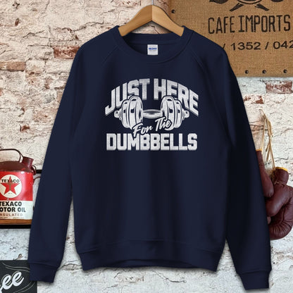 Sweatshirt / S / Navy Just Here for the Dumbbells Shirts