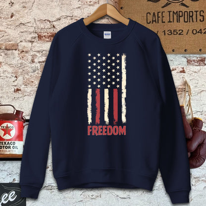 Sweatshirt / S / Navy Vintage Distressed American Flag Freedom Shirt