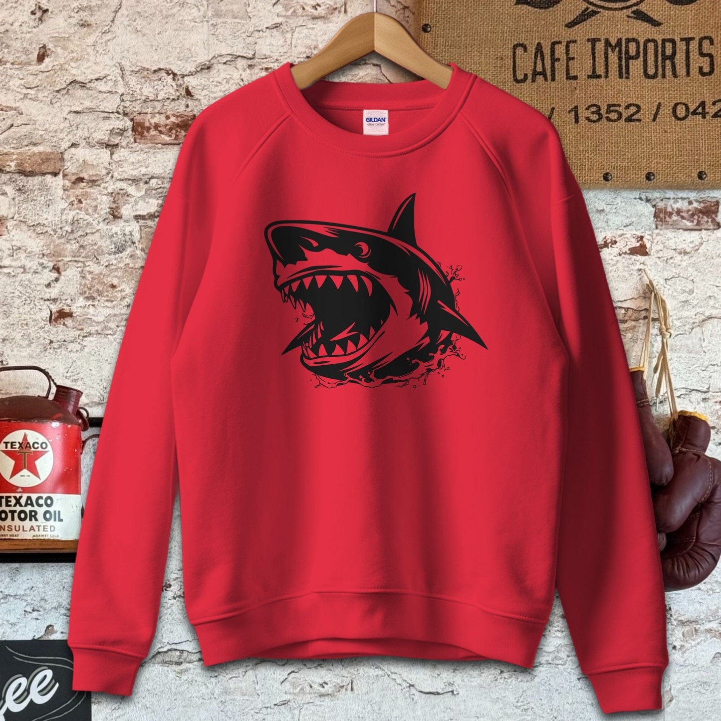 Sweatshirt / S / Red Ferocious Shark Shirt