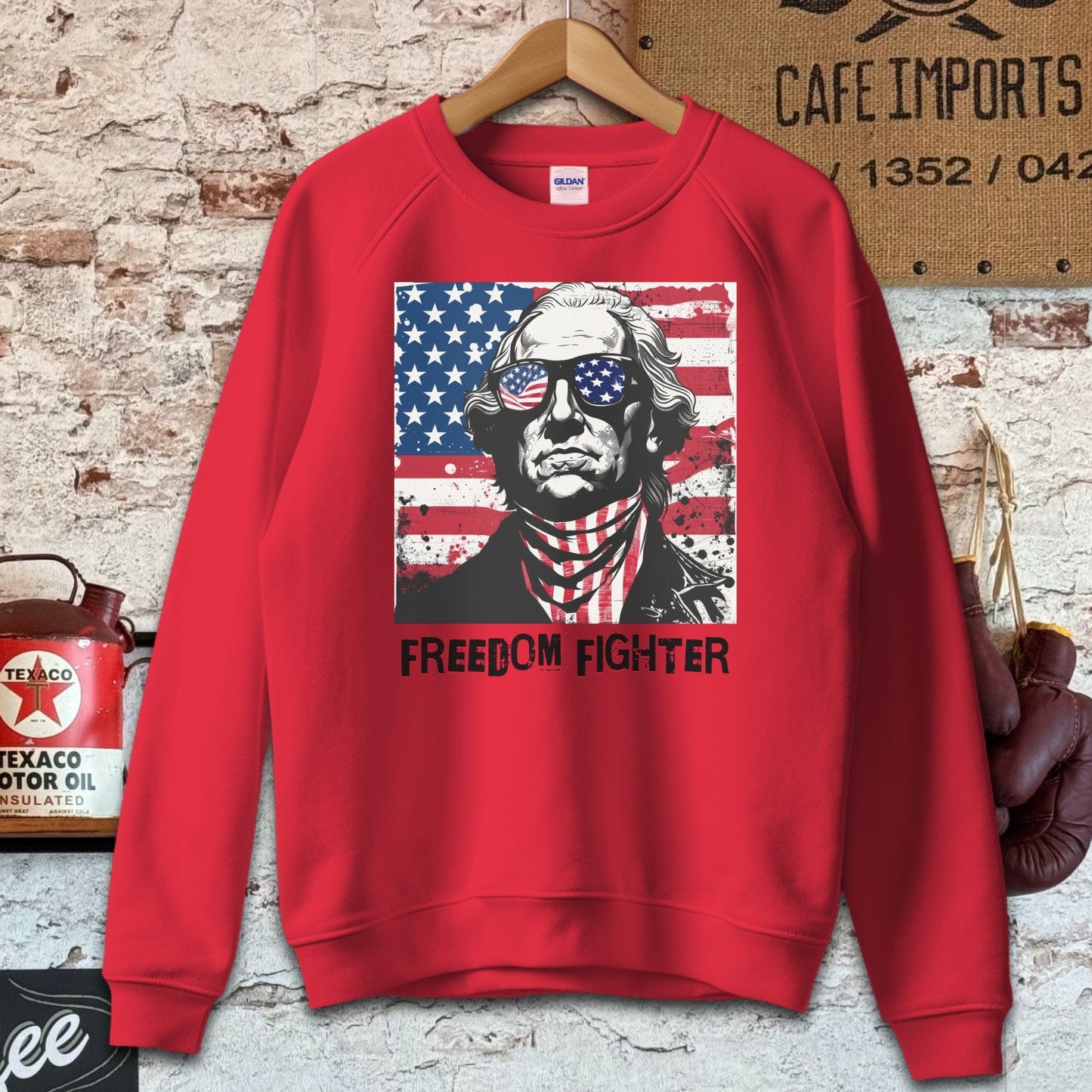 Sweatshirt / S / Red George Washington Freedom Fighter Shirt