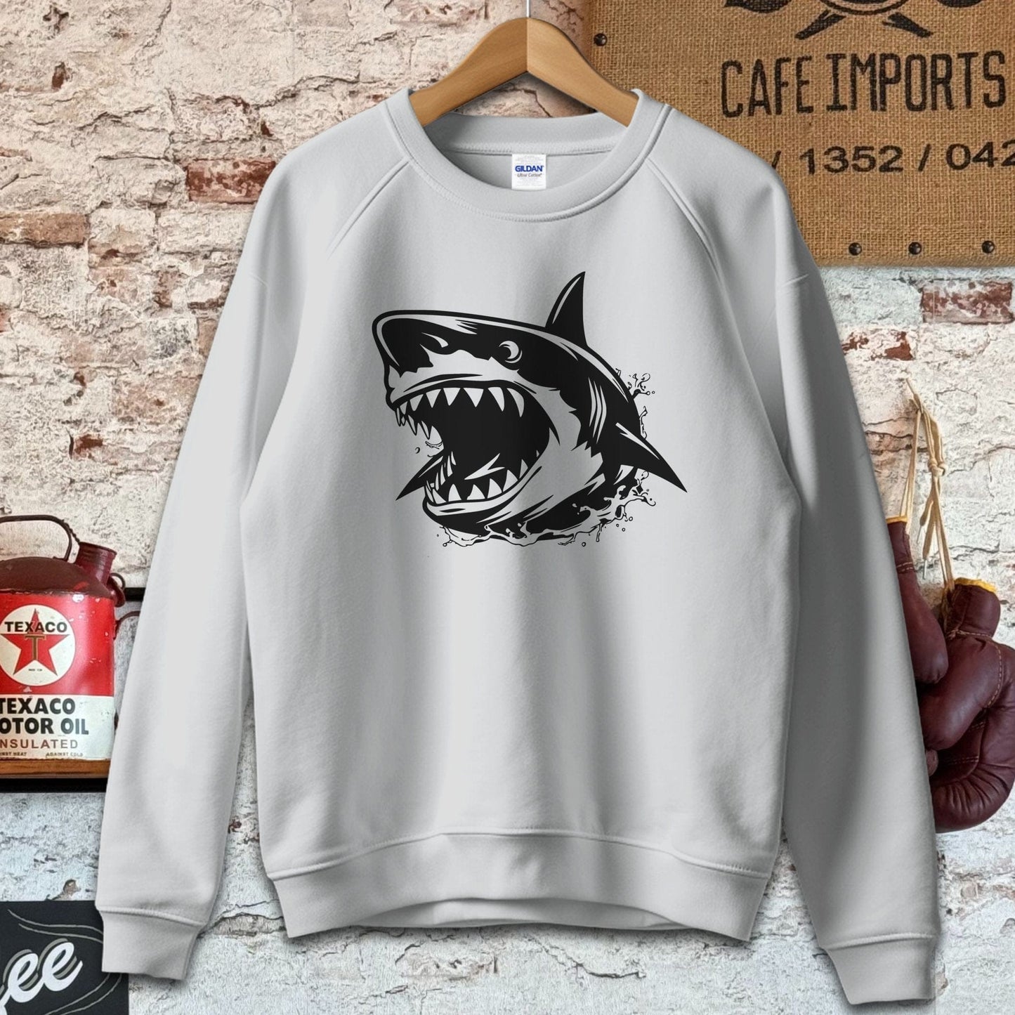 Sweatshirt / S / Sport Grey Ferocious Shark Shirt