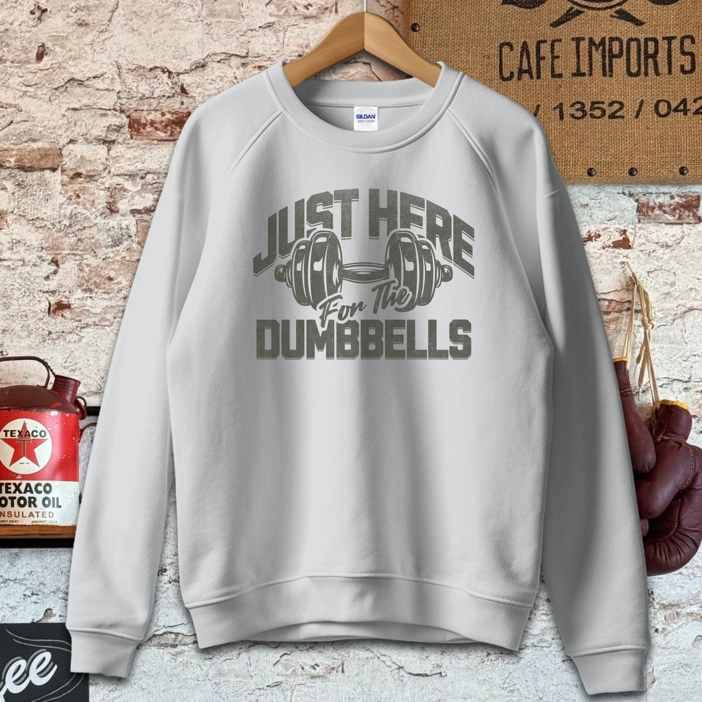 Sweatshirt / S / Sport Grey Just Here for the Dumbbells Shirts