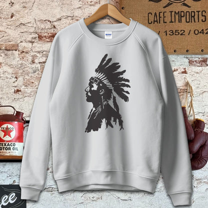 Sweatshirt / S / Sport Grey Native American Warrior Headdress Shirt