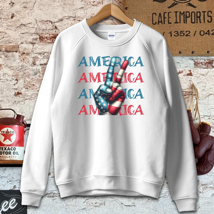 Sweatshirt / S / White America Peace Sign Cool Patriotic Shirt