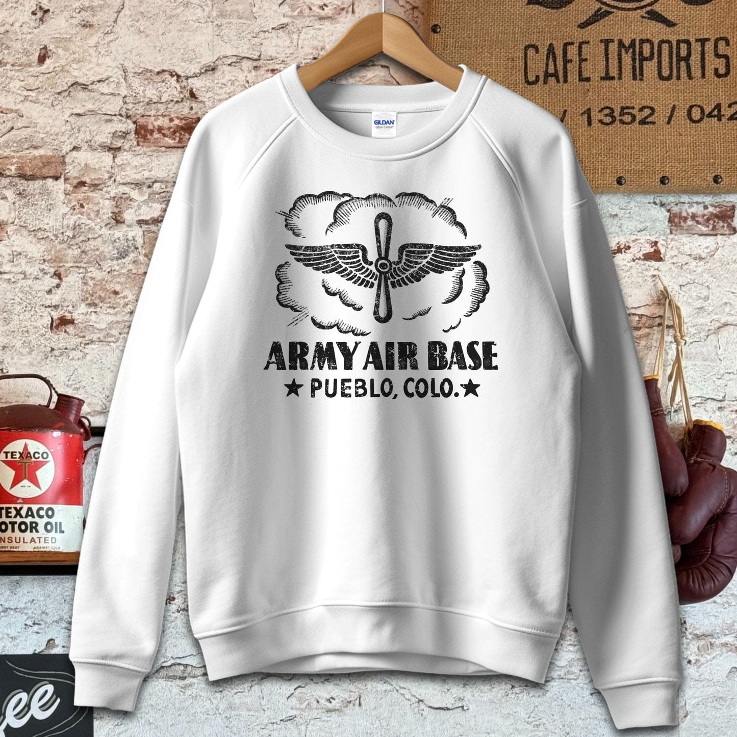 Sweatshirt / S / White Army Air Base Pueblo CO Shirt