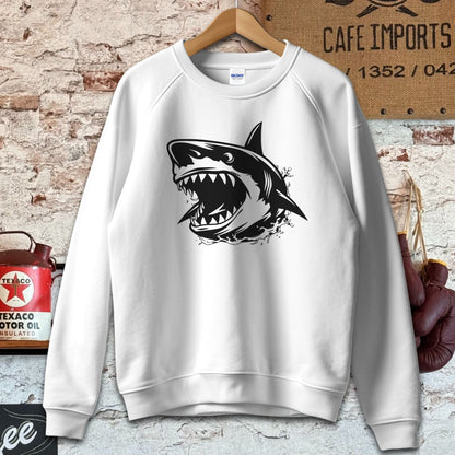 Sweatshirt / S / White Ferocious Shark Shirt