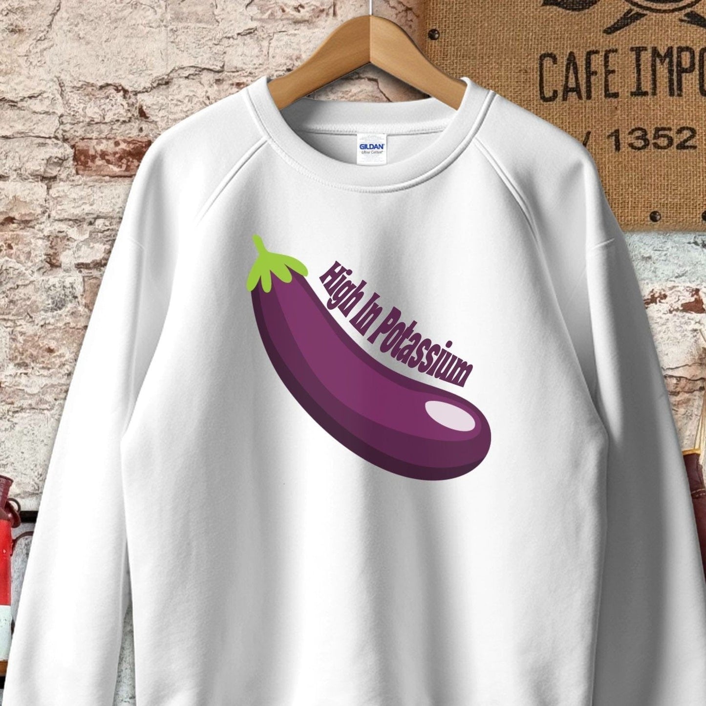 Sweatshirt / S / White High In Potassium Eggplant T-Shirt