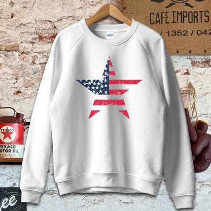 Sweatshirt / S / White Patriotic American Flag Star Shirt