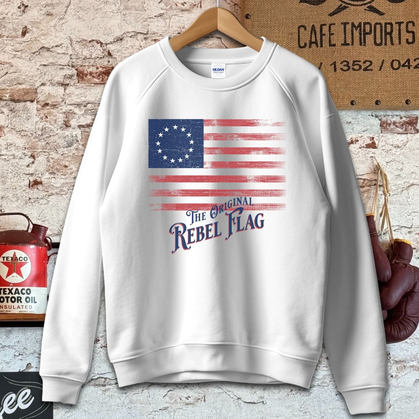 Sweatshirt / S / White The Original Rebel Flag Shirt