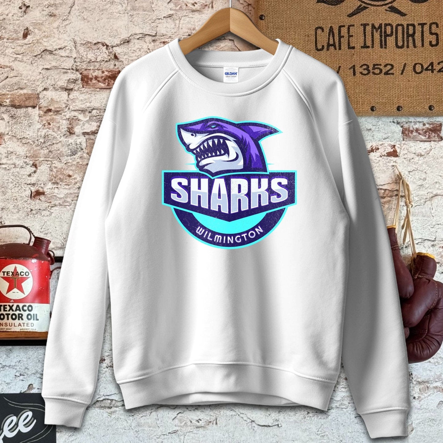 Sweatshirt / S / White Wilmington Sharks Sports Team Shirt