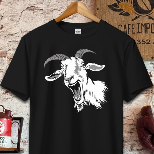 T-shirt / S / Black Funny Yelling Goat T-Shirt