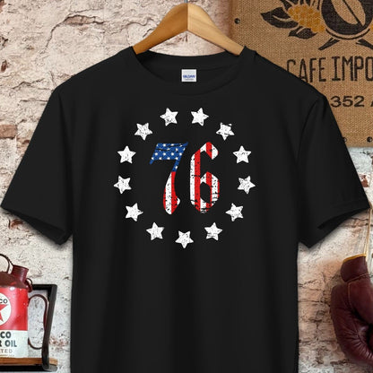 T-shirt / S / Black Retro American Stars and 76 Shirt