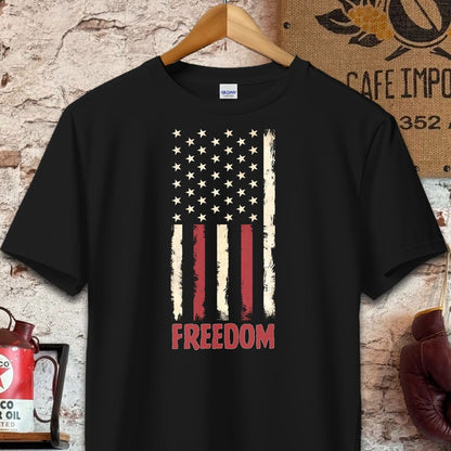 T-shirt / S / Black Vintage Distressed American Flag Freedom Shirt