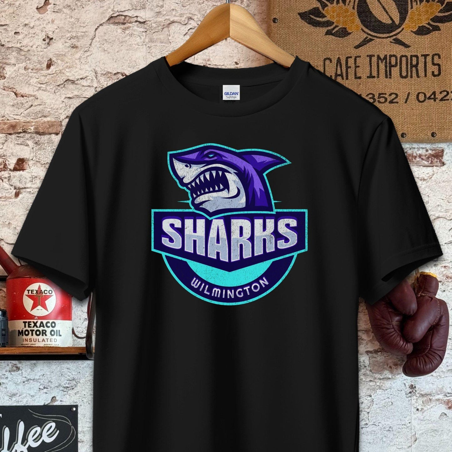 T-shirt / S / Black Wilmington Sharks Sports Team Shirt