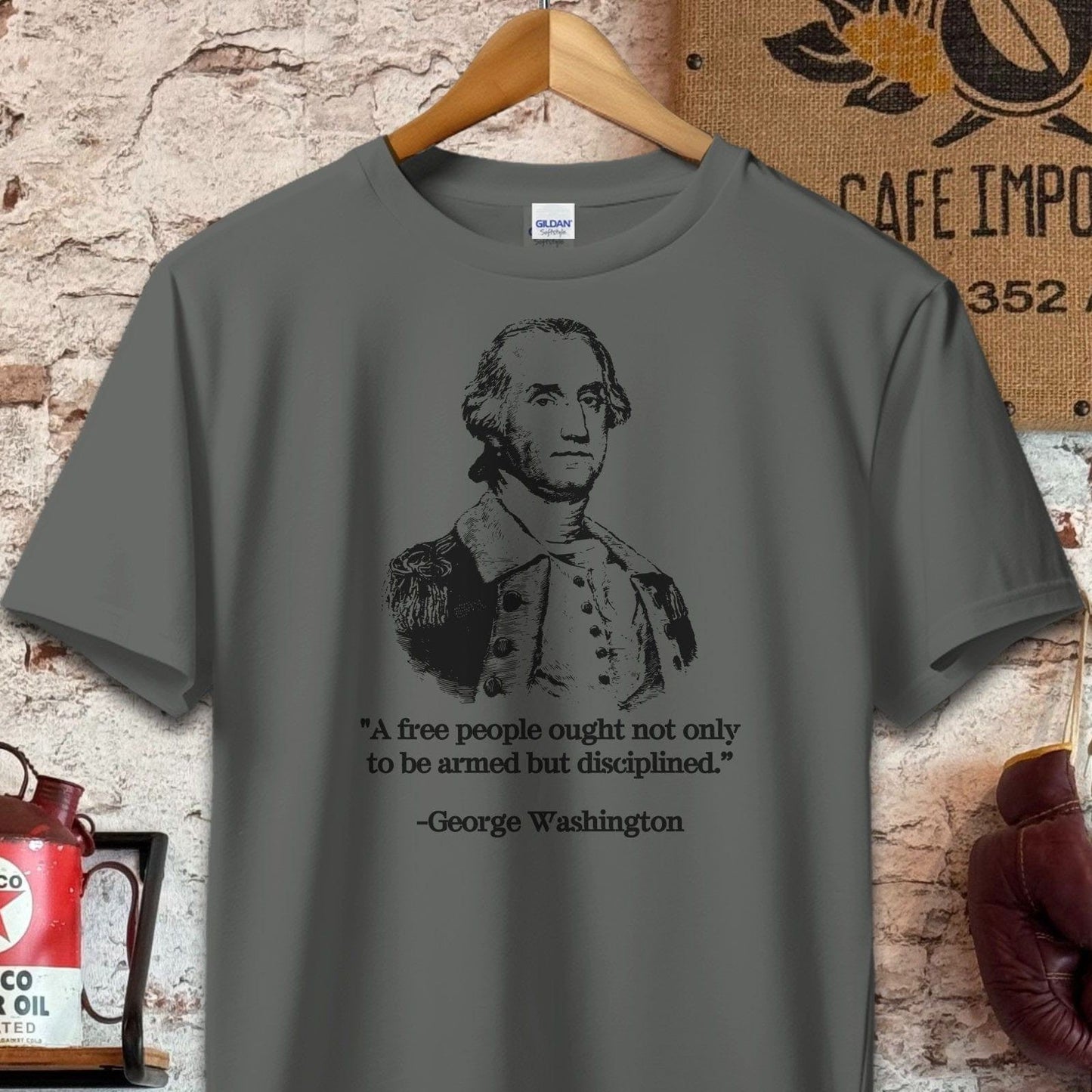 T-shirt / S / Charcoal George Washington A Free People Quote Shirt