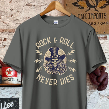 T-shirt / S / Charcoal Rock And Roll Never Dies Shirt