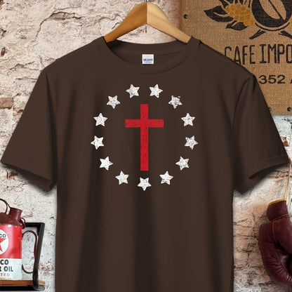 T-shirt / S / Dark Chocolate Cross Surrounded by Stars Shirt