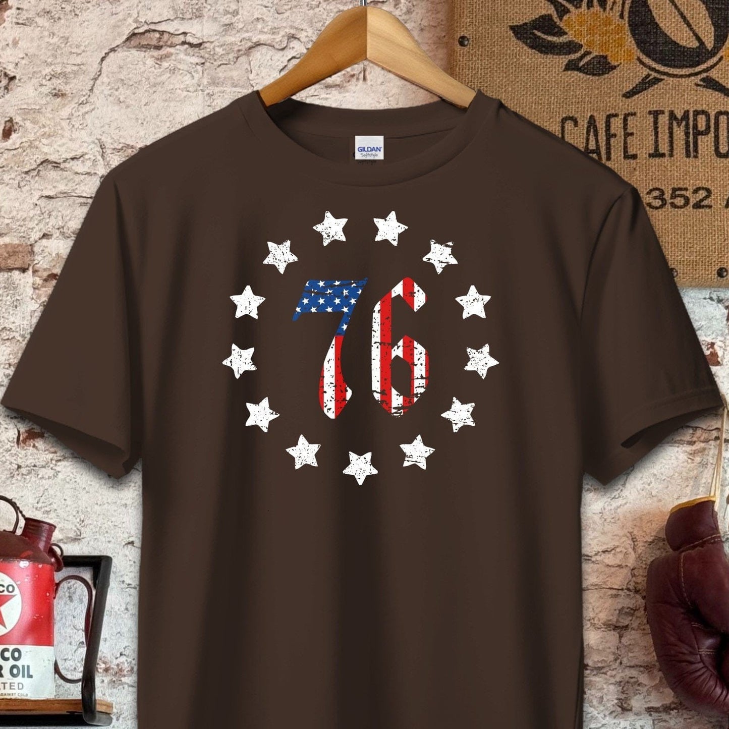 T-shirt / S / Dark Chocolate Retro American Stars and 76 Shirt