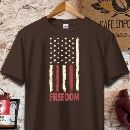 T-shirt / S / Dark Chocolate Vintage Distressed American Flag Freedom Shirt