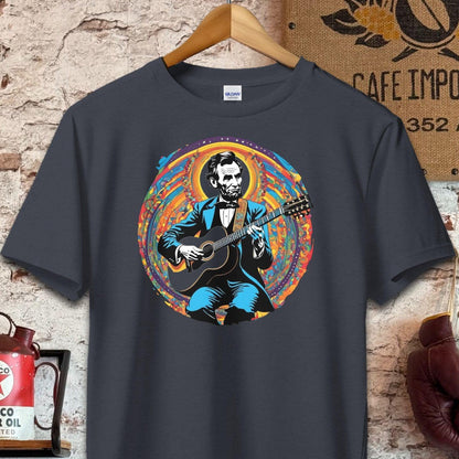 T-shirt / S / Dark Heather Abraham Lincoln Playing Guitar Shirt