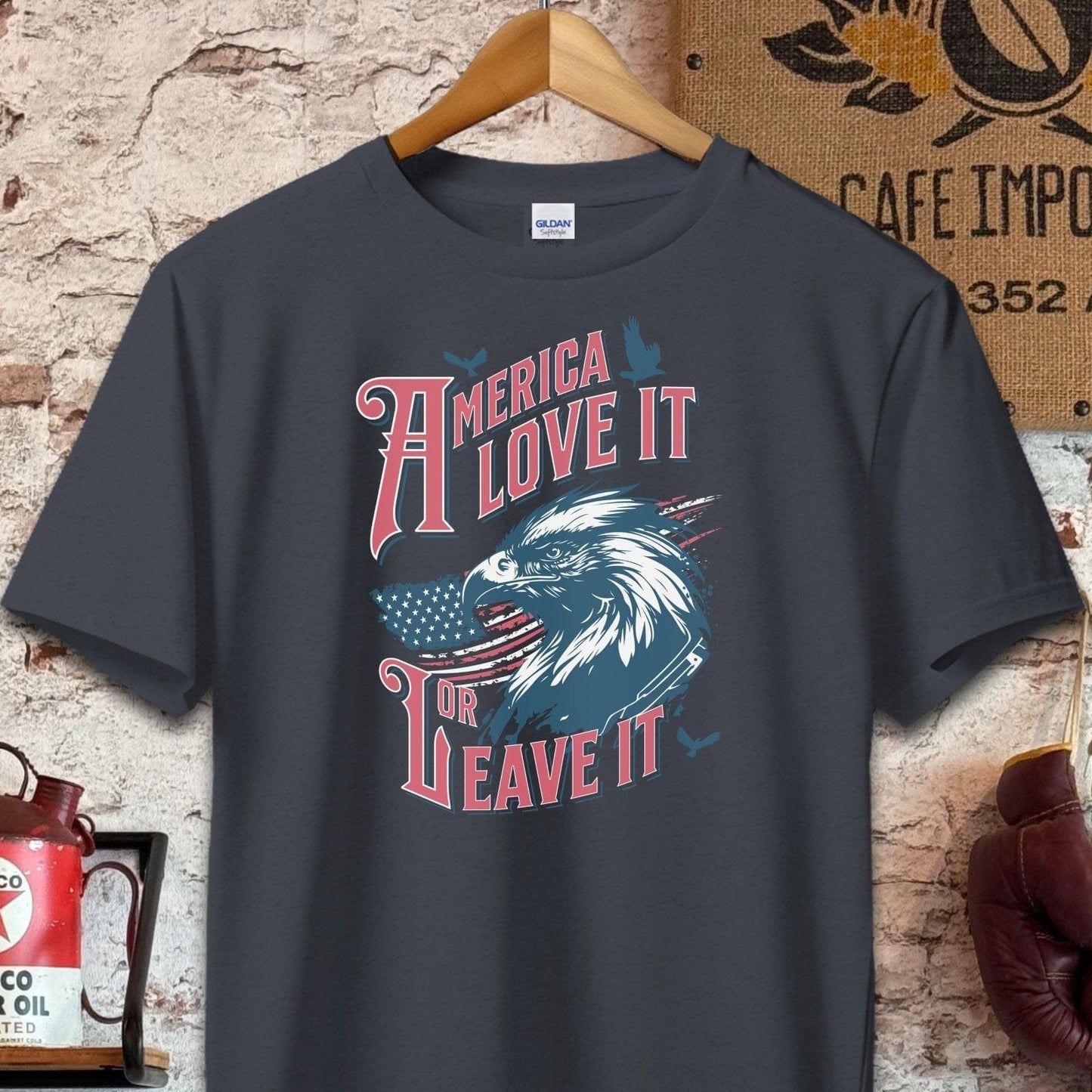 T-shirt / S / Dark Heather America Love It Or Leave It Shirt