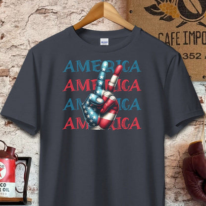 T-shirt / S / Dark Heather America Peace Sign Cool Patriotic Shirt