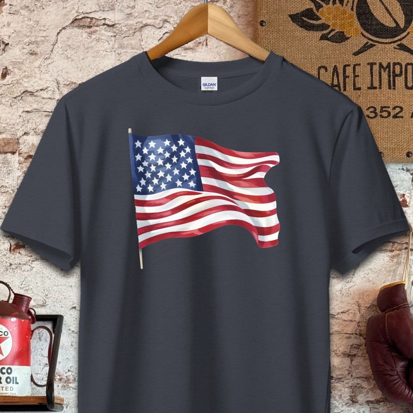 T-shirt / S / Dark Heather American Flag Shirt