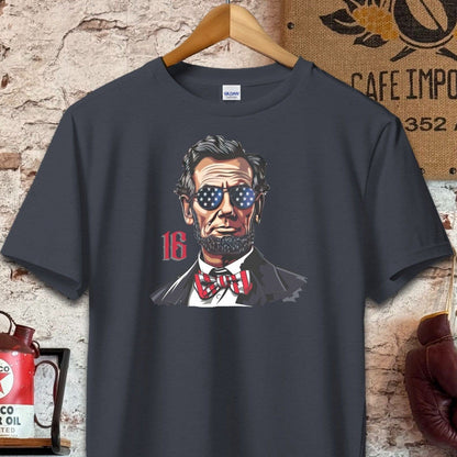 T-shirt / S / Dark Heather Patriotic Lincoln with Sunglasses Shirt