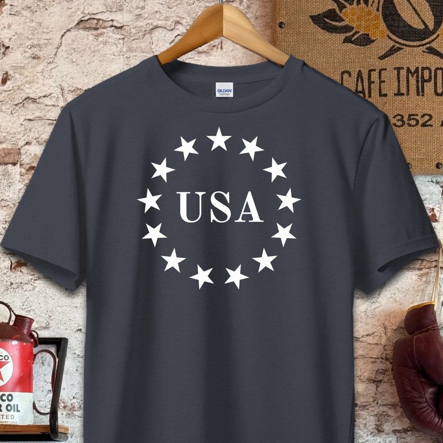 T-shirt / S / Dark Heather Patriotic USA Stars Shirt