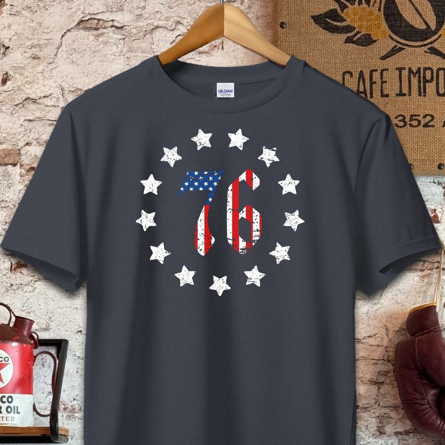 T-shirt / S / Dark Heather Retro American Stars and 76 Shirt