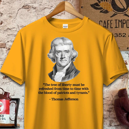 T-shirt / S / Gold Thomas Jefferson Tree of Liberty Quote Shirts