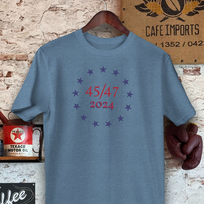 T-shirt / S / Heather Indigo 2024 45/47 Trump Shirts