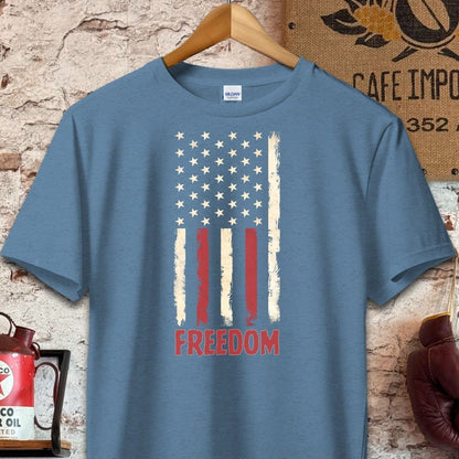 T-shirt / S / Heather Indigo Vintage Distressed American Flag Freedom Shirt