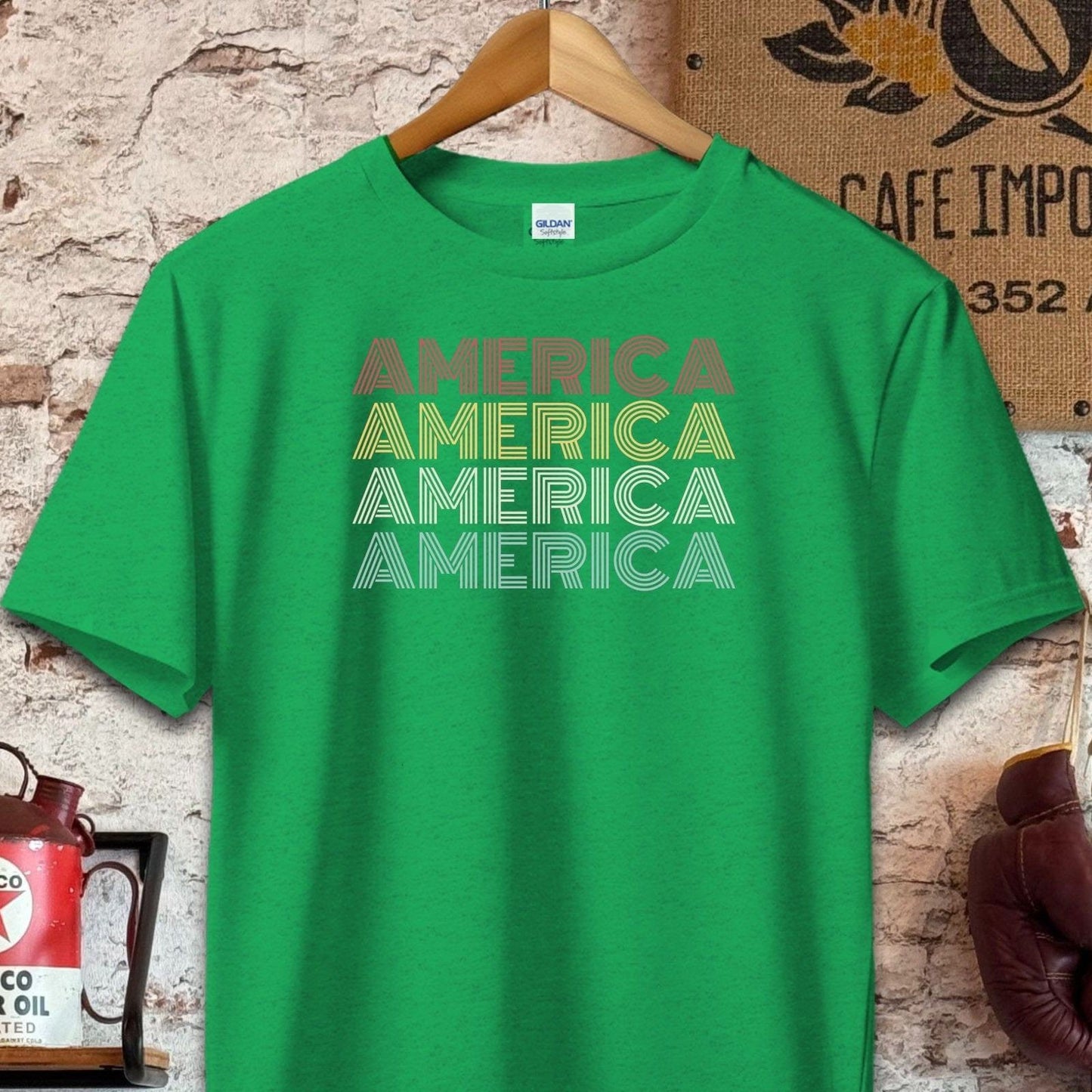 T-shirt / S / Heather Irish Green American Pride Shirt