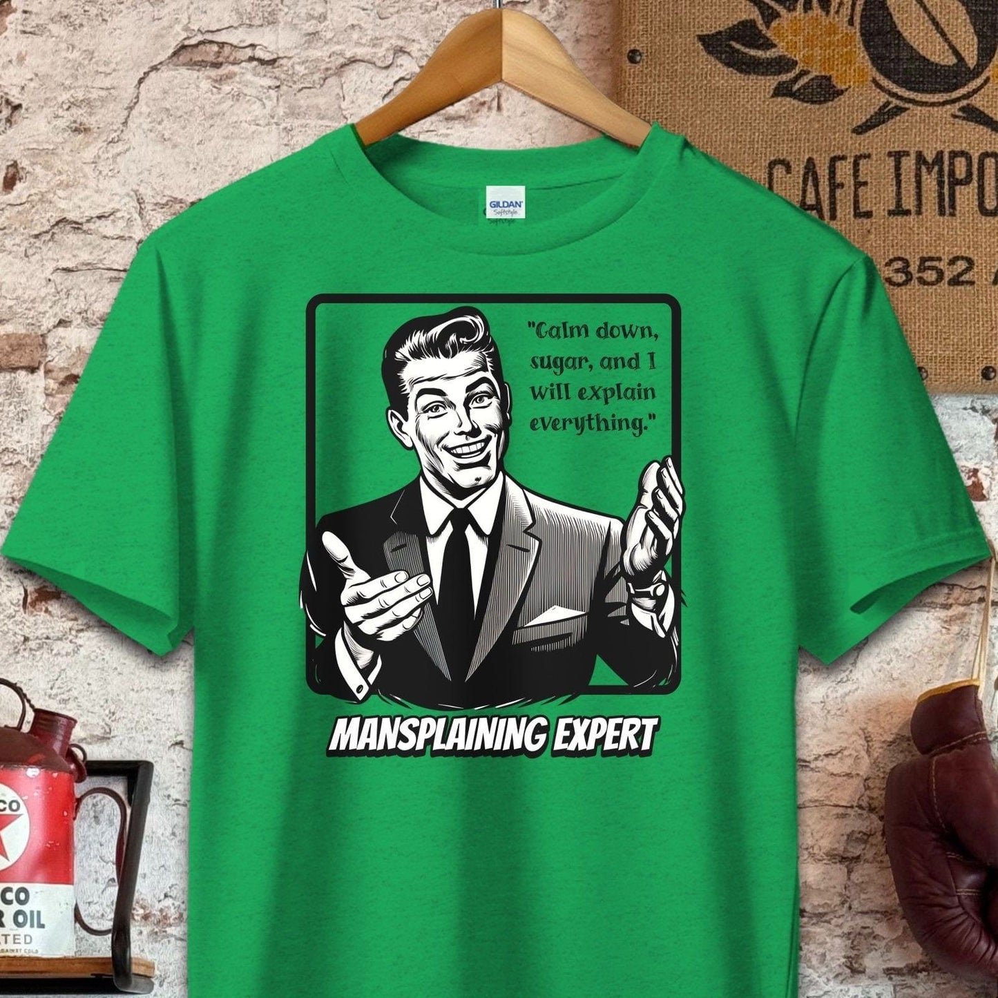 T-shirt / S / Heather Irish Green Calm Down Sugar - Mansplaining Expert Shirt