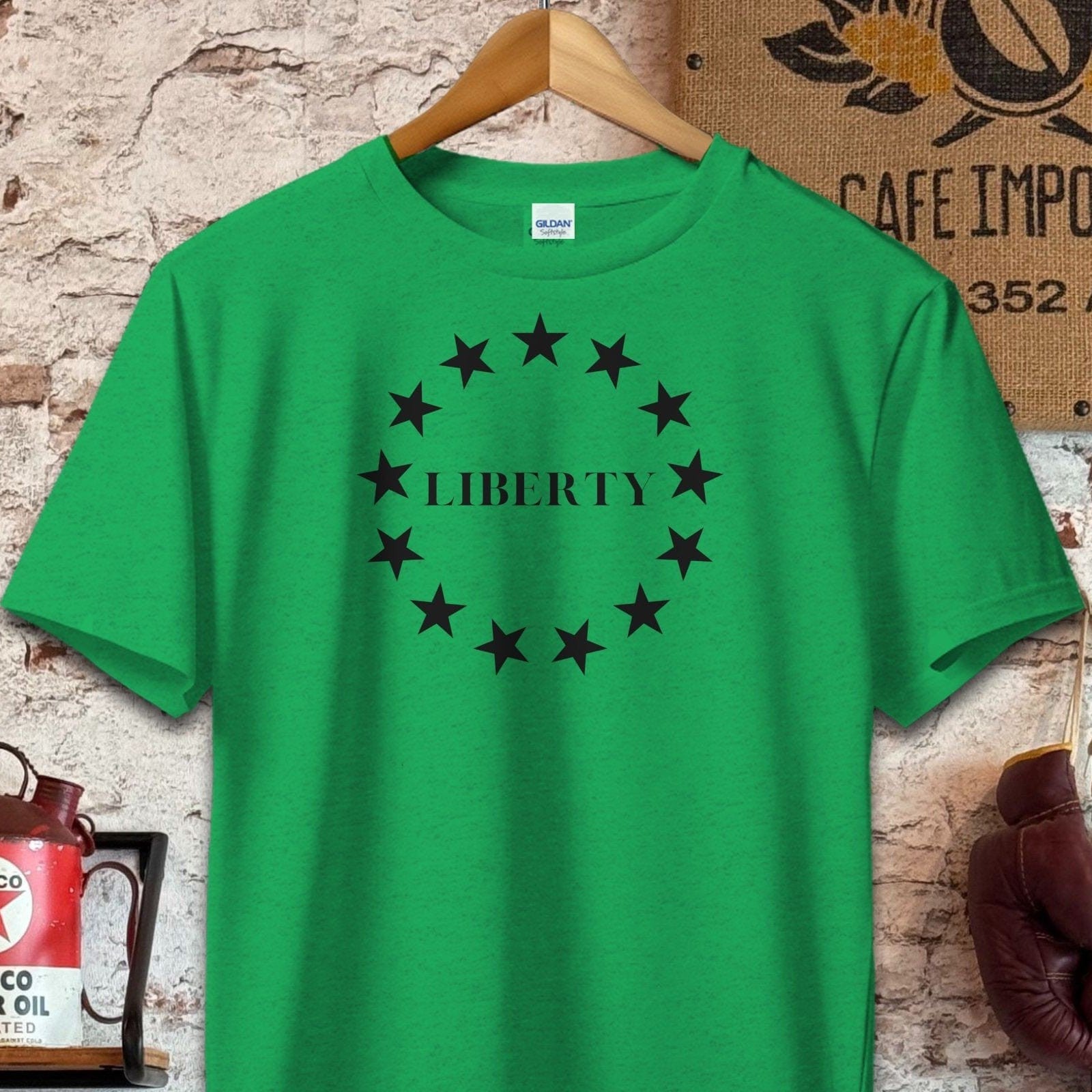 T-shirt / S / Heather Irish Green Liberty and Stars Shirt