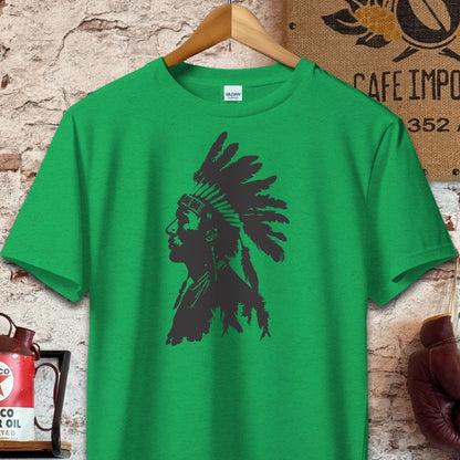 T-shirt / S / Heather Irish Green Native American Warrior Headdress Shirt