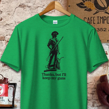 T-shirt / S / Heather Irish Green Thanks but I'll keep my guns Shirt