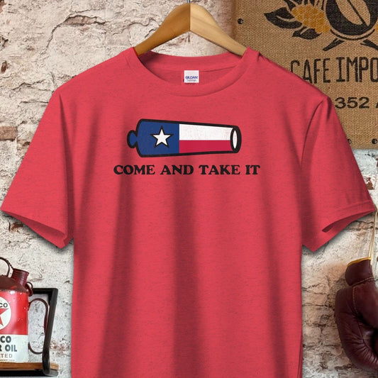 T-shirt / S / Heather Red Come And Take It Texas Flag Cannon Shirt