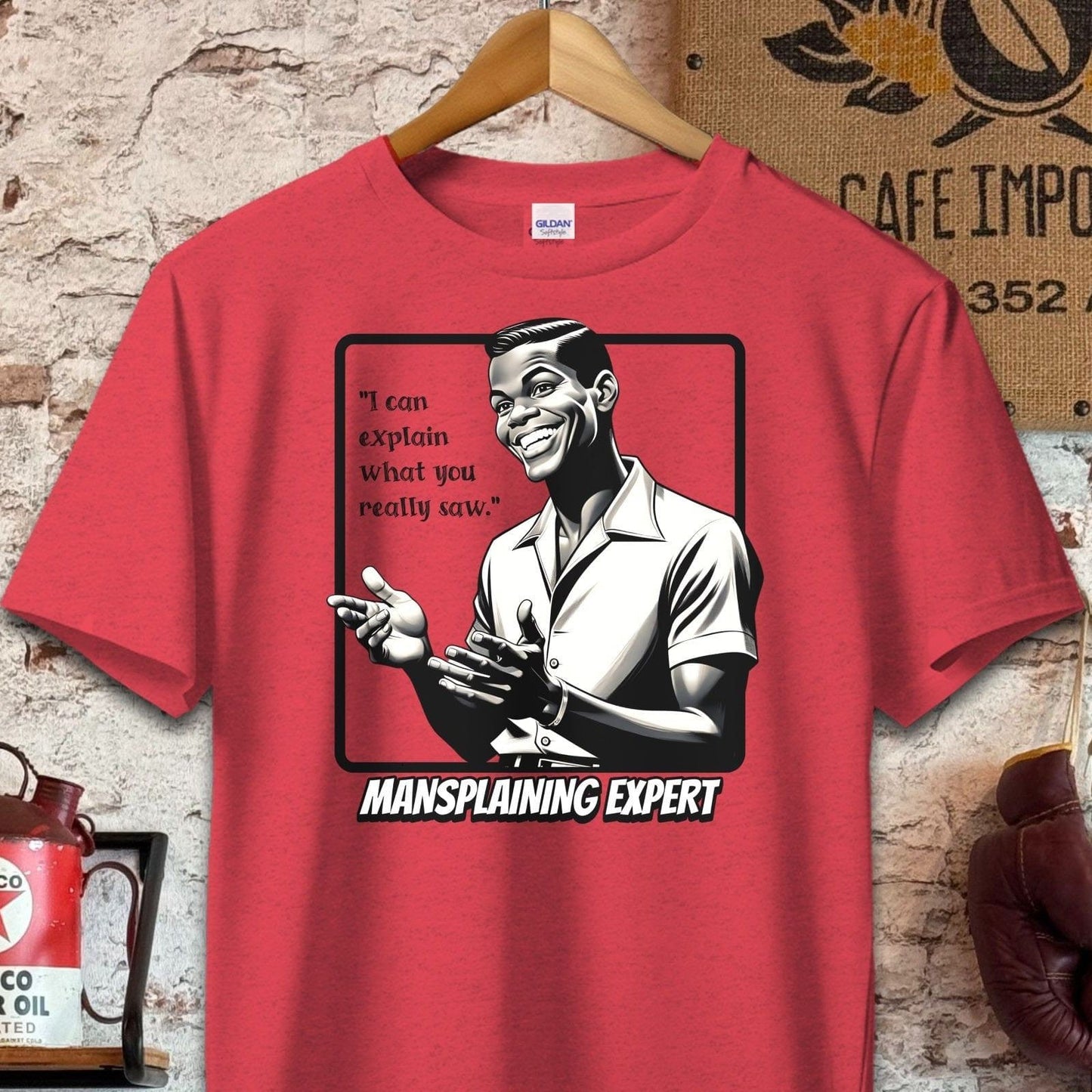 T-shirt / S / Heather Red I can explain what you saw - Mansplaining Expert Shirt