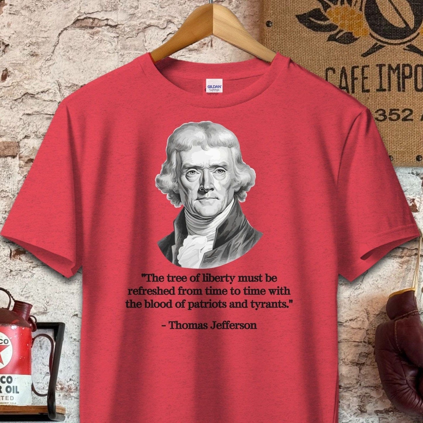 T-shirt / S / Heather Red Thomas Jefferson Tree of Liberty Quote Shirts