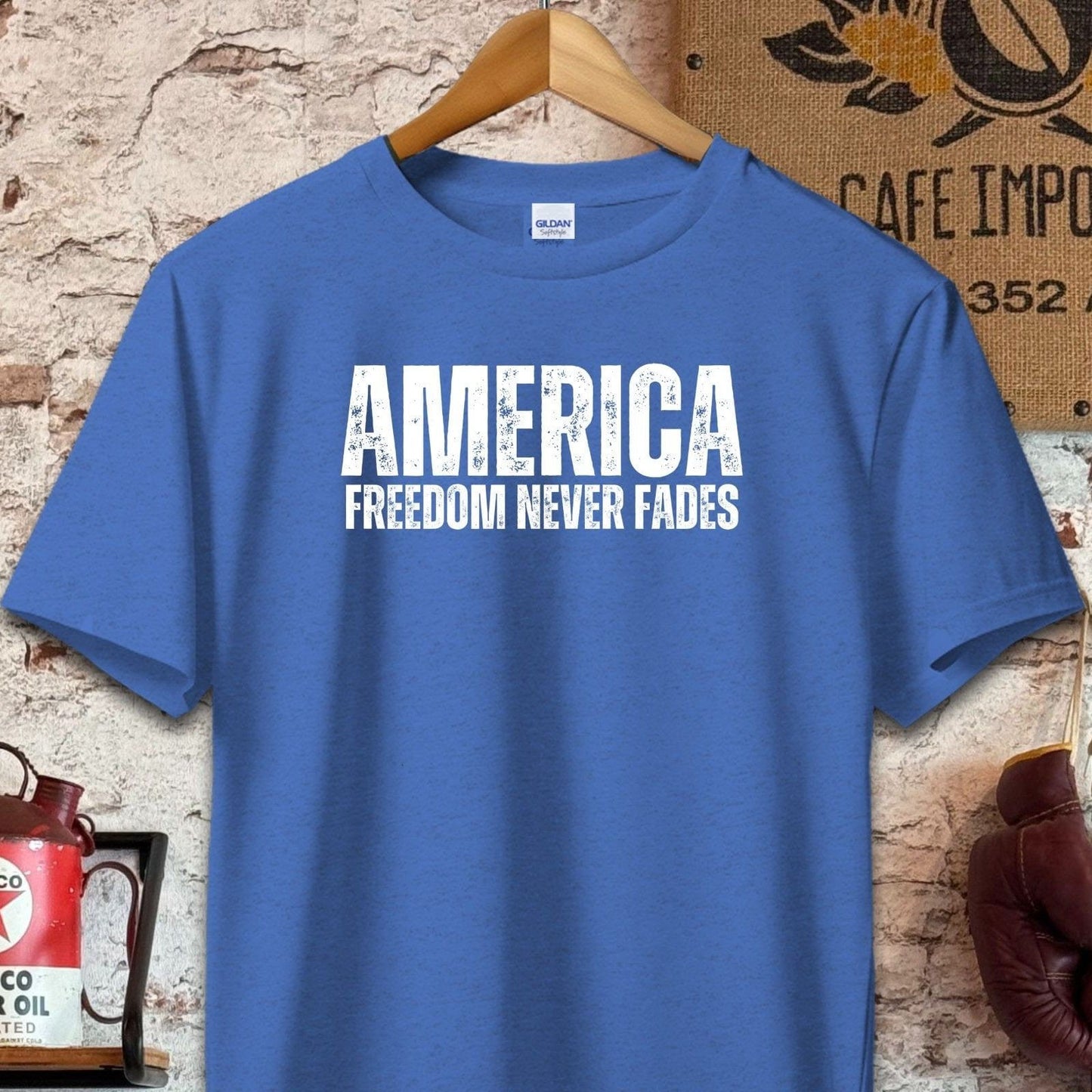 T-shirt / S / Heather Royal America Freedom Never Fades Shirt